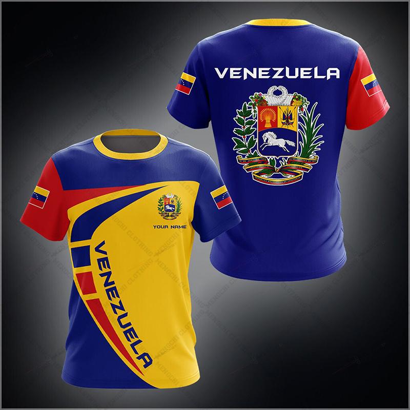 Спортивные футболки с логотипом Венесуэлы на заказ, летние повседневные уличные мужские модные свободные футболки большого размера из Джерси