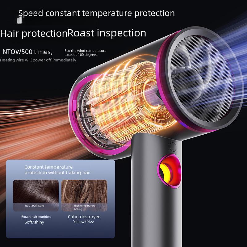 High-Power Hair Dryer with Digital Temperature Control, Hot & Cold Settings, 6-Speed, and Negative Ion Technology.