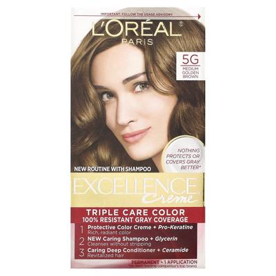 L'Oréal, Excellence Cream, цвет Triple Care, 5G, средний золотисто-коричневый, 1 раз