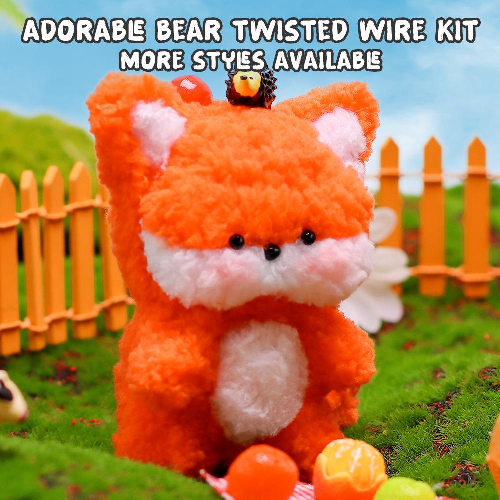 Cute Fox Animal Plush Pipe Cleaners DIY Crafts Kit for Creative DIY Birthday Gift Home Decoration Crafting Supplies for Beginner
