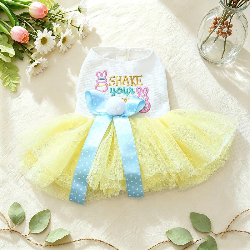 Pet Clothes Small Dog Puppy Cute Pet Multi-Layer Gauze Puff Skirt Easter Bunny Gauze Dress J148