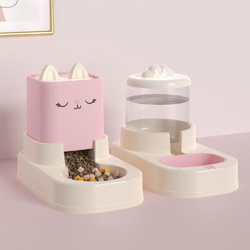 Новая горячая форма кошачьих ушей, двойная чаша для домашних животных, автоматическая поилка для питьевой воды, товары для домашних животных, предотвращающие расстройство кошек