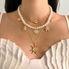 Mulitlayer Bohemia  Pendant Necklace Pearl Imitation  Pearl Necklace  Beach