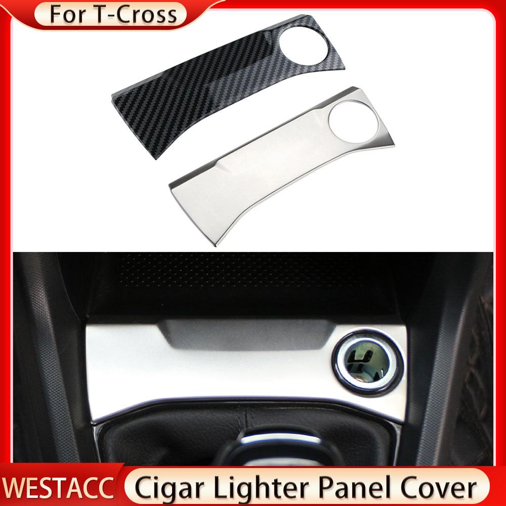 Car Center Control Cigarette Lighter Panel Trim Sticker Cover for Volkswagen VW T-cross Tcross 2018    2022 2023