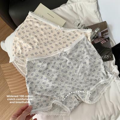 Женское весенне-осеннее милое мультяшное нижнее белье с высокой посадкой из хлопка с ластовицей, плоский угол