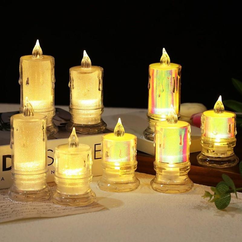 1/4/12/24 шт. светодиодов, беспламенная свеча, светодиодная свеча-колонна Gap, включая батарею, идеально подходит для рождественских семейных посиделок, ужинов при свечах