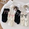 Solid Color Black White Long Socks Women Pearl Bow JK Sweet Girls Middle Tube Socks Ballet Style Lolita Kawaii Cute Women Socks