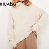Женский модный повседневный однотонный свитер с длинным рукавом и высоким воротом на осень и зиму