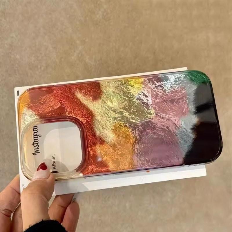 Чехол Art Color Gradient Tin Paper Pattern Glacier для iPhone 16 15 14 13 12 11 Pro Max Plus, противоударный бампер