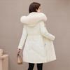 2025 Women's Mid-Length Slim Padded Cotton Coat with Removable Hood & Fur Collar