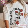 Floral Skull Morally Gray Rounisexce T Shirt Book Trope Enemies To Lovers Merch Dark Academia Vintage Unisex