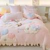 Winter Cartoon Princess Milk Velvet Bedding Set - Coral Fleece, Warm, Four-Piece for Girls