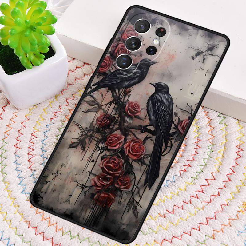 Готический Чехол-Крышка из Силикона с Вороном Для Samsung Galaxy note 10 pro S26 S25 S24 S23 S22 S21 Plus S25Ultra Capa