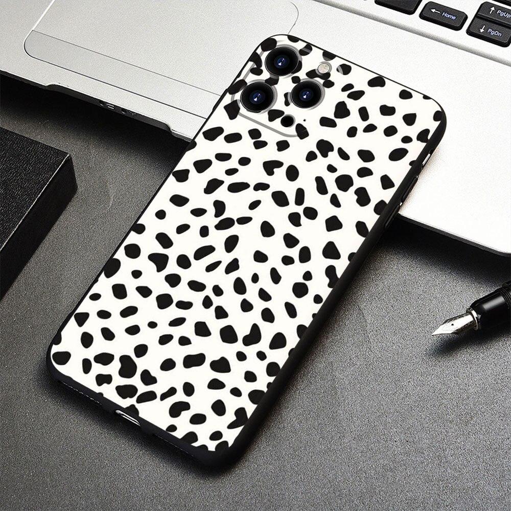 Для iPhone 7 12 14 8 Plus XR 13 Pro Max X 11 XS 5 6S 6 SE2022 5S SE2 Mini смартфон черный и белый горошек чехол для телефона