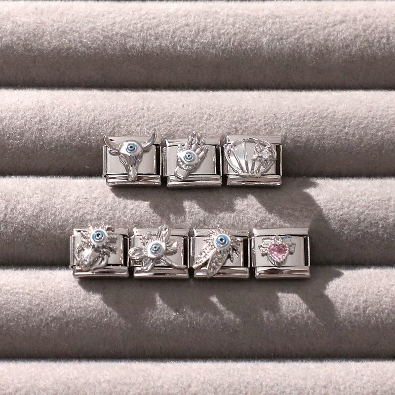 New Fashion Y2K Eyes Star Cherry Rose Butterfly Crown Shiny Italian Charm Links Fit 9MM Stainless Steel Bracelet DIY Making Gift