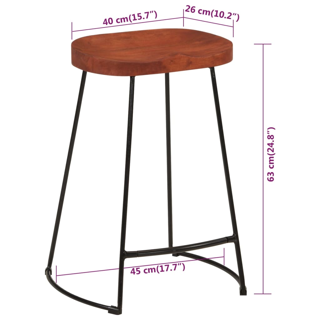 Gavin Bar Stool Set 2 pcs 45 x 40 x 63 cm Solid Mango Wood