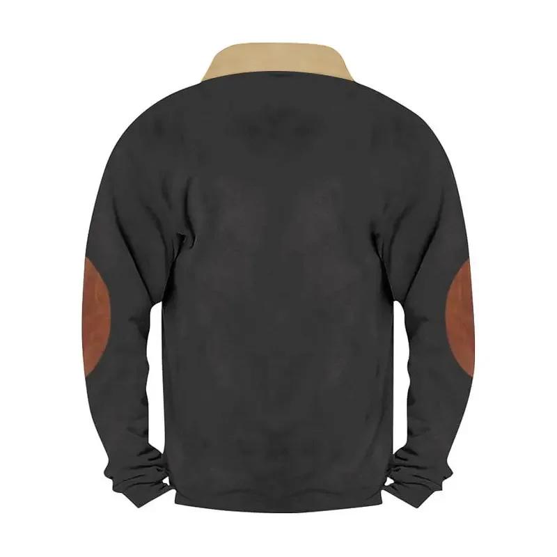 Autumn Winter Men's Half Zipper Patchwork Sweatshirts Long Sleeve Casual Fashion Hoodies Harajuku Fashion Pullovers Sweatshirt