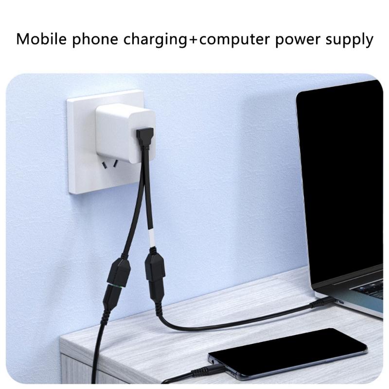 Двойной USB-разветвитель Кабель 1 штекер на 2 гнезда Удлинитель питания 90 градусов 480 Мбит/с Передача Для компьютера Автомобильное использование