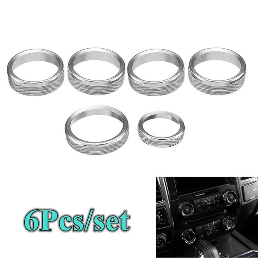 New 6x For 16-18 Ford F150 Air Conditioner Audio Switch Knob Ring Cover Trim Silver