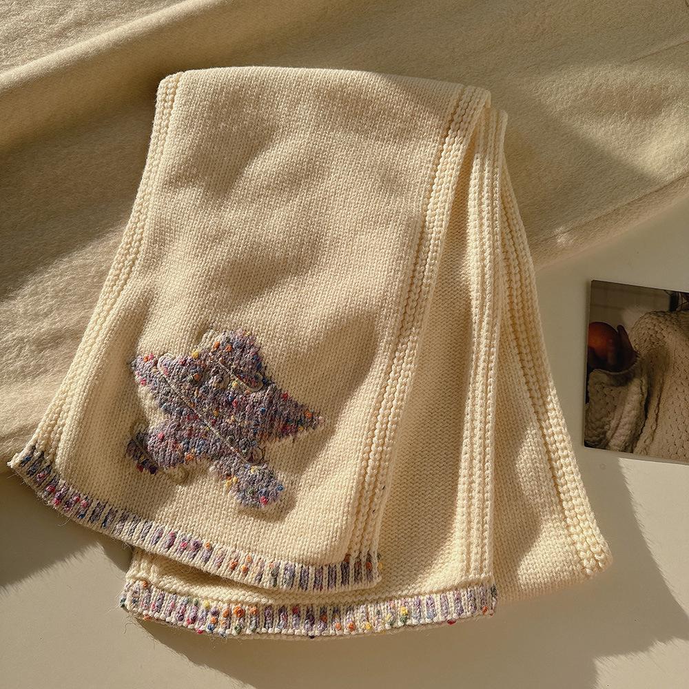 Festive Snowflake & Stars Jacquard Knit Scarf - Warm Winter Neck Warmer, Perfect Christmas Gift for Women