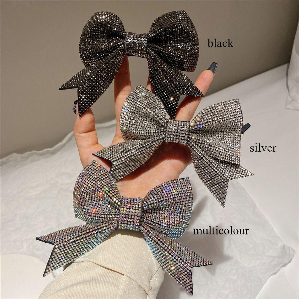 Заколки-банты с большим бантом, заколки для волос с бриллиантами для девочек, модные головные уборы для женщин