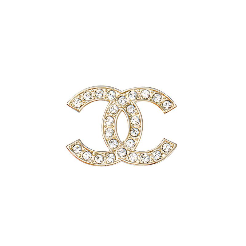 Chanel Серьги-гвоздики со стразами в форме двойного логотипа C Женские Золотые