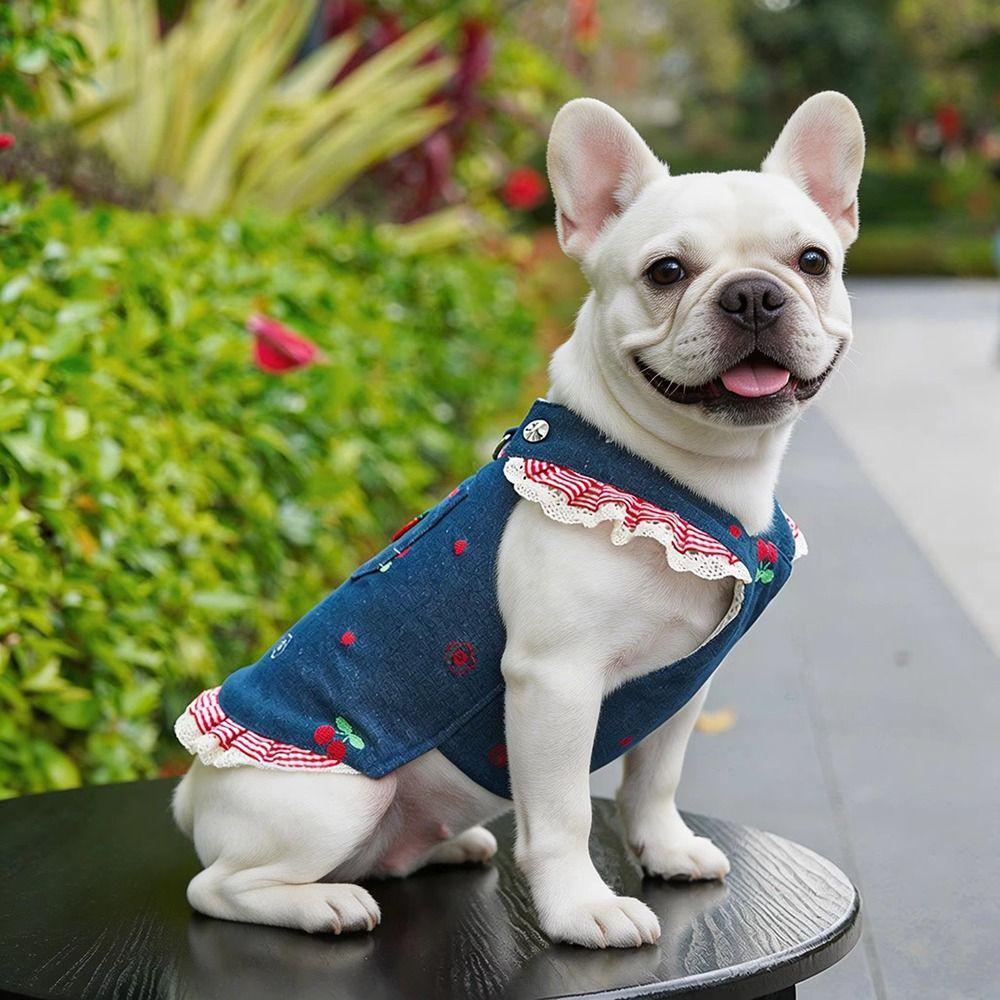 Suspender Dress Dog Denim Dress Breathable Mesh Cat Clothes Pet Dog Skirt Couple Outfit