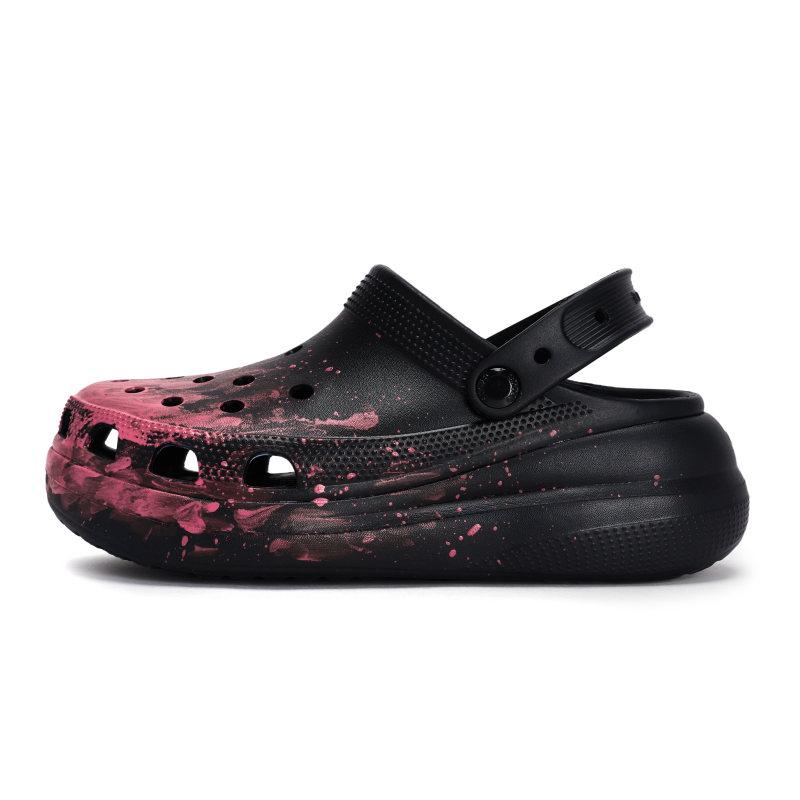Crocs Классические клоги 811, мусоросжигательный завод, специальная обувная коробка, брызги жидкой краски, обувь с отверстиями для мужчин и женщин, черный порошок