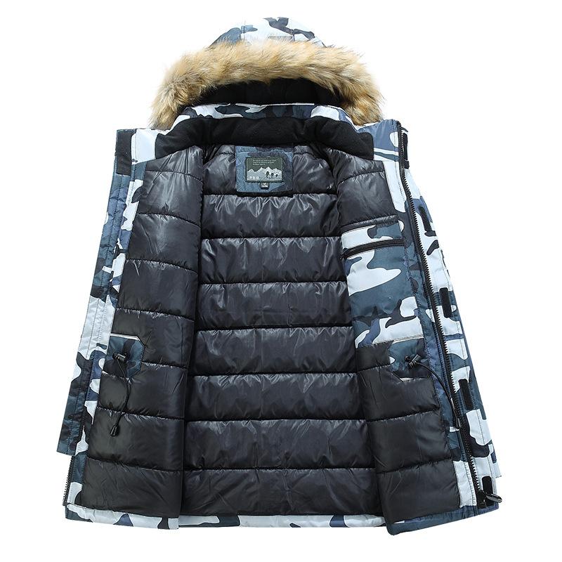 Зимняя новая мужская камуфляжная стеганая куртка с капюшоном свободная большого размера средняя и длинная мужская одежда