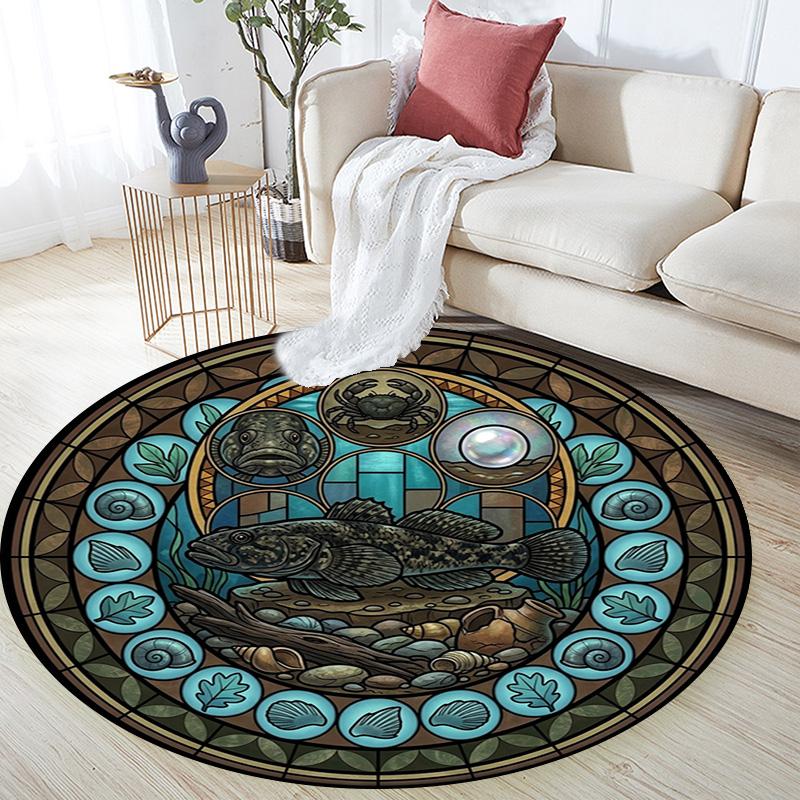 Ocean Life Harmony Round Area Rug Under Office Chairs Bedroom Living Room Home Decor