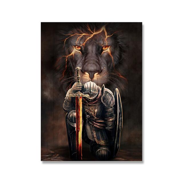 Настенные картины с изображением воина-животного для домашнего дизайна, абстрактная мода, холст, настенное искусство, современный домашний декор, мужской подарок, без рамки