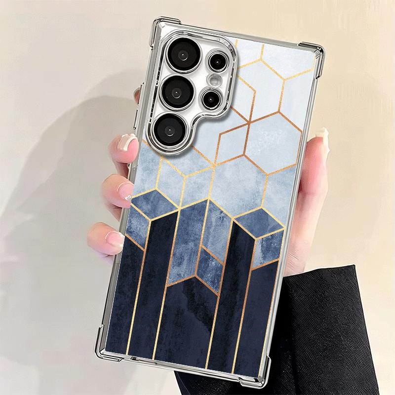 Геометрический мраморный узор с покрытием Чехол для телефона для Samsung Galaxy S24 S25 FE S26 Edge S23 Ultra S22 S21 Plus S20 Защита от падения Airbag