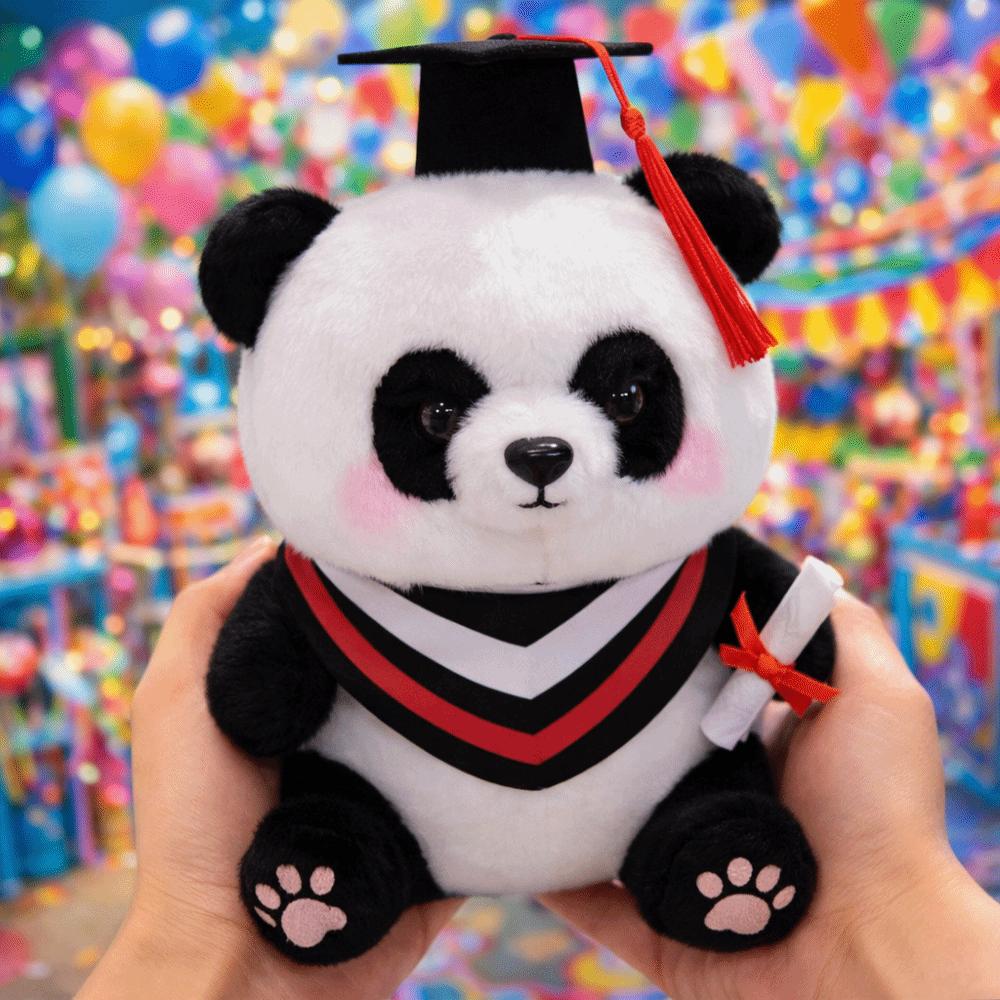 Soft Stuffed Animal Toy Cute Doctor Hat Panda Doll Plush Panda Ornaments Students Gift