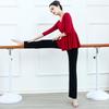 Womens Modal V-Neck Dance Leotard Set Modern Latin Ballet Yoga Practice Fall Winter
