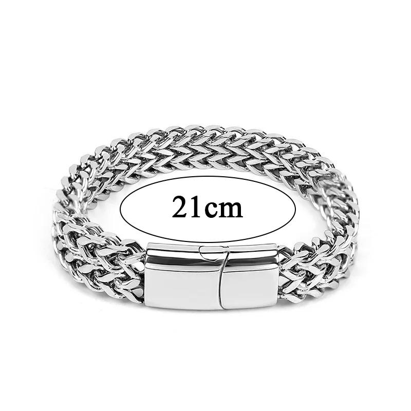 Men Bracelets Hip Hop Stainless Steel Double Cuban Chain Gift Jewelry