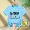 Vibrant Spanish Letter Print Short Sleeve Round Neck Kids Casual T-Shirt 100%  Summer - Breathable