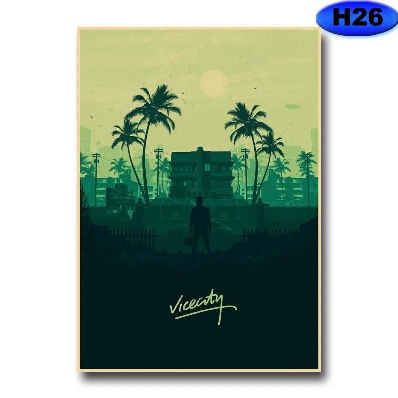 Современное украшение для дома, живопись, HD принты, постеры с видеоиграми, крафт-бумага, винтажный плакат, настенная наклейка, декор для комнаты, бара, кафе