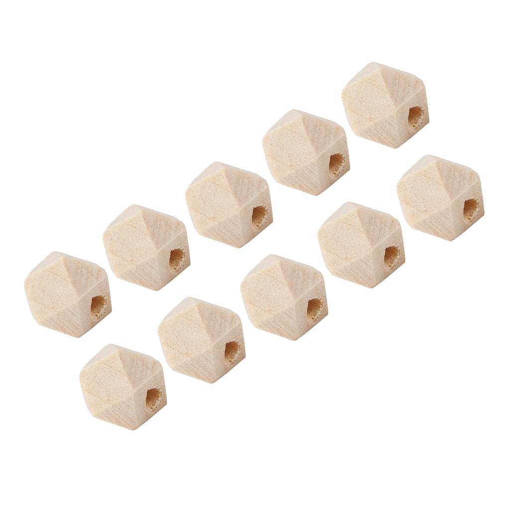 100Pcs Octagonal Wood Beads DIY HandMade Necklaces Keychains Jewelry Accessory Materials