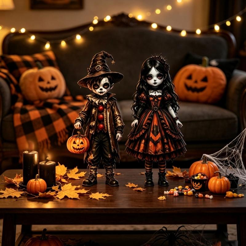 Halloween Desk Decors Wooden Tabletop Display Accent for Mantel, Shelf and Party Setup, One Selected Style per Pack