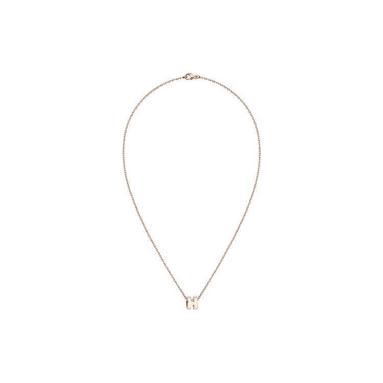 Hermes Mini Pop H Logo Pendant Necklace Women necklace Rose-Gold White H147992FO49