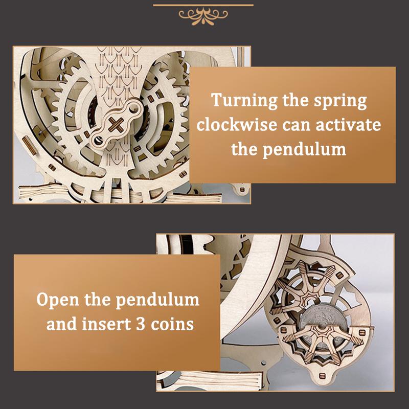 3D DIY деревянная головоломка сова маятник винтажные часы модель наборы блоков креативная собранная игрушка подарок для взрослых детей подростков