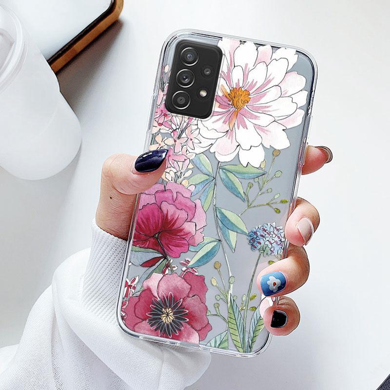 Чехол для телефона Samsung A52s A52 Цветочный силиконовый чехол для Samsung Galaxy A52 Fundas Coque Прозрачный мягкий Capas Цветочный TPU