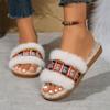 2024 Female Flat Fur Slides Design Women Home Slippers 2024 Home Soft Bottom Flip-flops Winter Walking Cozy Cotton Women Slides