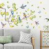 Практичная долговечная легкая настенная наклейка с изображением мультяшных цветов и птиц, домашний декор