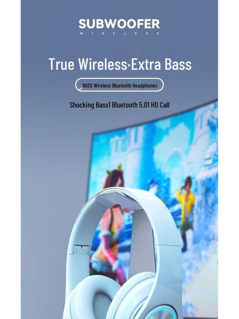 B39 Over-Ear Bluetooth Headphones: Cool Light Effects, Card Slot, Excellent Sound Quality for Male and Female Students