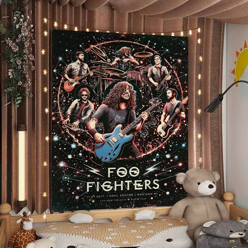 1 шт. F-Foo F-Fighters Американская Рок-группа Мультяшный Гобелен Настенное Украшение Бытовое Домашний Декор