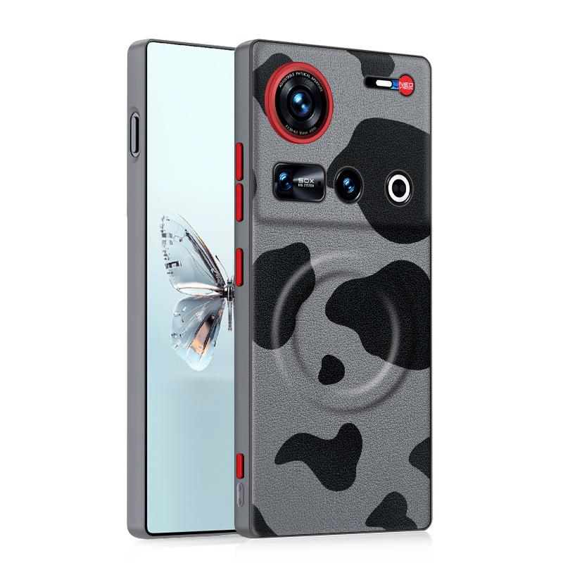 Для ZTE nubia Z70 Ultra и Z70S Ultra Чехол Корова Зебра Кожа Магнитная Застежка Ключи Рамка для Камеры Защита от Отпечатков Пальцев Мягкий Чехол