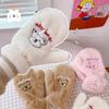2023 Females Korean Bear Dog Gloves Women's Girls Winter Kawaii Cute Bears Plush Fur Thick Riding Mittens Glove Keep Warmer