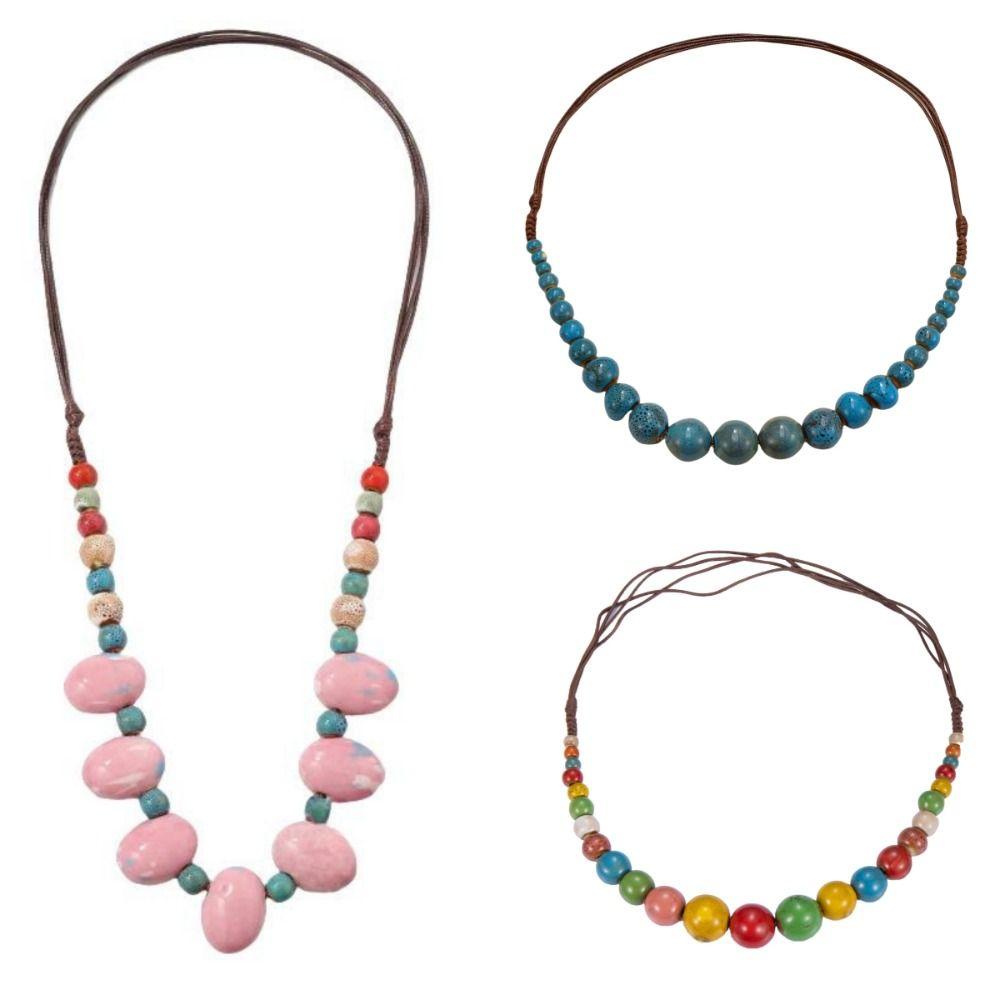 Simple Ceramics Beaded Necklace Choker Bohemia Ceramic Necklace Ethnic Style Necklace Holiday