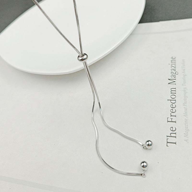 Fashion Snake Chain Necklace for Women Minimalist Metal Long Tassel Adjustable Pull Sweater Chain Jewelry